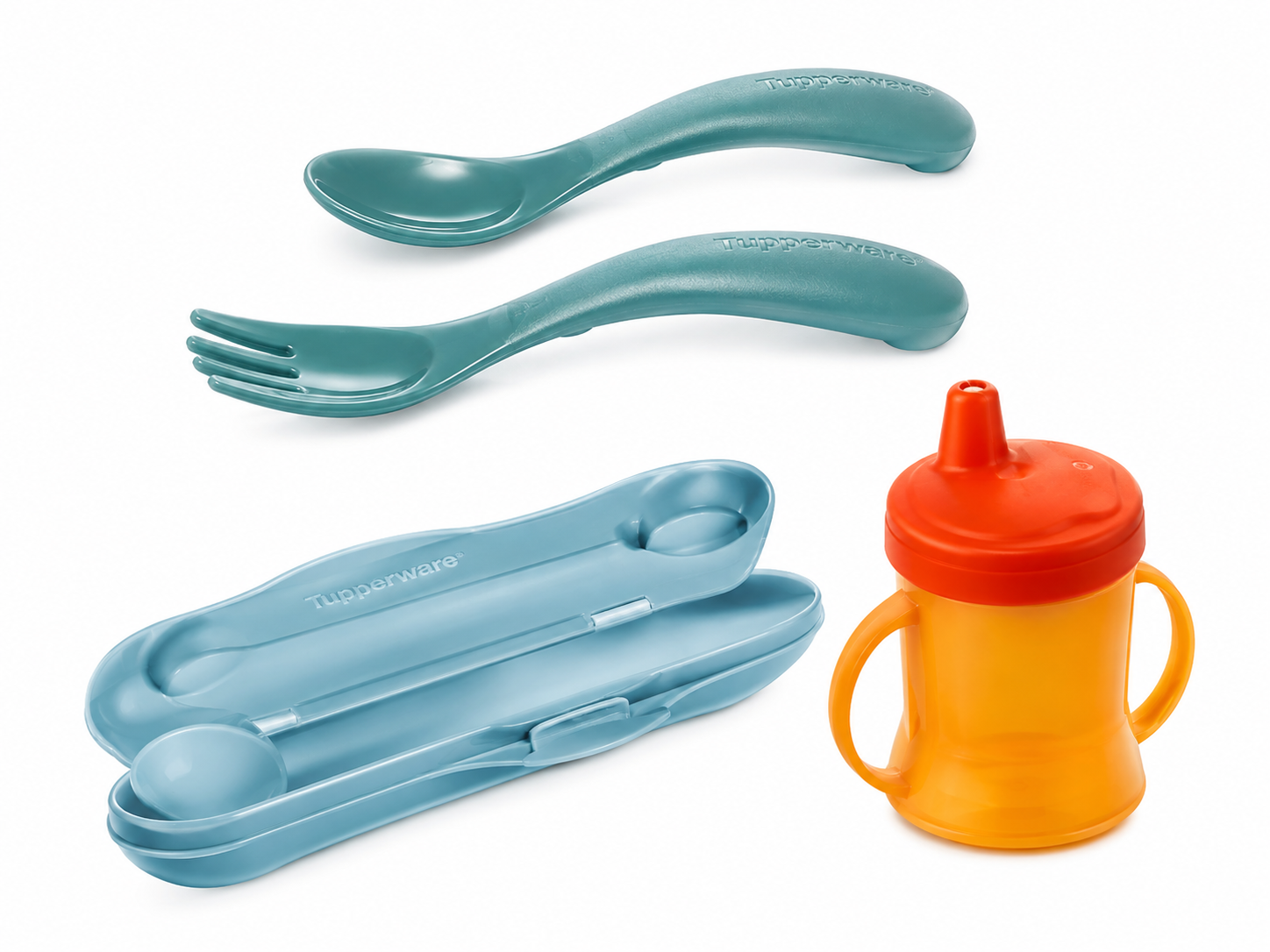Set Cuillère et Boitier + Verre Suceur 200ml + Set Couvert Bébé
