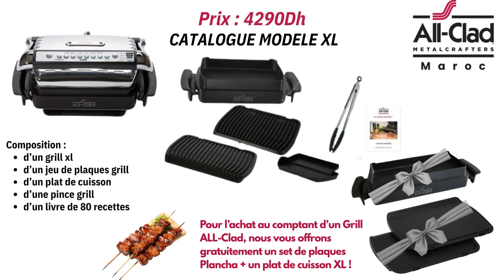 Grill All-Clad XL Autosense Avec deuxième plat et Plaque Plancha offerte